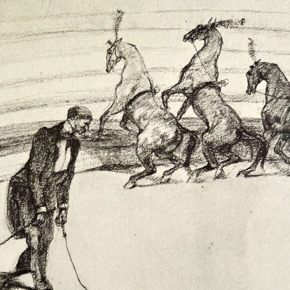 Toulouse Lautrec Performing Horses 1967 Circus Art Lithograph Matted - Picture 1 of 8